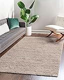 Shaggy Teppich Einfarbig - Langflor Hochflor 3 cm - Modern Teppiche fürs Wohnzimmer Schlafzimmer Esszimmer jeden Raum - Rechteckig Viele Farben & Größe - Beige 70 x 200