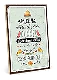 Holzschild mit Spruch – Essen – im Vintage-Look mit Zitat als Geschenk und Dekoration zum Thema Lustig und D