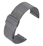 FIREFOX Mesh Ersatz- Uhrenarmband Milanaise Edelstahl grau guncolor Breite 22mm MSB-01-A22 Schnellwechselfunktion Quick R