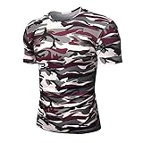 KXZD Herren T-Shirt mit Aufdruck Mode Kurzarm Herren T-Shirt Kurzarm Shirt Camouflage T Shirt Herren Stretch Kurzarm Basic Shirts mit Rundhalsausschnitt Männer Casual Baumwoll C