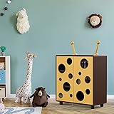 SITAKE moderner kommoden & sideboards küchenschrank mehrzweckschrank Spielzeug-Aufbewahrung, modernes süßes Kinder-Bücherregal, 3-lagiges Holzregal, 68 x 91 x 32 cm (B/H/T), Aushöhlen Gelb