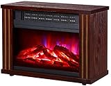 Elektrischer 3D-Kaminofen Mit Realistischem Flammeneffekt - 1500 W Freistehender Heizer - Nussbaum Tief schmück