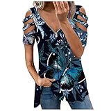 DüNne Sommer Blusen T Shirts Damen Oversize Weisse Blusen Damen Damen T Shirt Kurzarm Bluse Damen T Shirt Damen Gummizug T Shirt Damen Kurzarm Print Damen Oversize Shirt Pullover Damen Schick