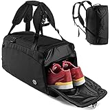 Sporttasche Trainingstasche + Rucksack-Funktion, Schuhfach, Nassfach | 40L Reisetasche Schwimmtasche Fitnesstasche Sport Gym Fitness Umhängetasche Handgepäck Weekender Bag Reise Tasche Herren D