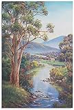 VUSMH Wandbilder Wohnzimmer Naturlandschaft Leinwand Wand Bilder Poster Kunstdruckt Paterson Pastoral Stream Big Tree Wall Decor50x70cm x1 R