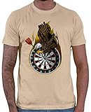 HARIZ Herren T-Shirt Adler Dartscheibe Dart Sprüche Dartscheibe Sport Fun Trikot Plus Geschenkkarte Beige 3XL