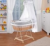 WALDIN Baby Stubenwagen-Set mit Ausstattung,XXL,Bollerwagen,komplett,9 Modelle wählbar,Stoffe grau/Punkte g