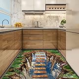 AISPL 3D Küchenteppich 90x120cm(2.95'x3.94') Kitchen Rug rutschfest Leicht Abwaschbar Robust und Strapazierfähig Nordischer Stil für Büro Küche Wohnzimmer Flur, D