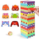 Lewo Gefärbt Stapelspiel Aus Holz Bausteine Turm Brettspiele für Kinder Erwachsene 54 Stück