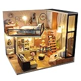 CaoQuanBaiHuoDian Kinder Bausteine ​​ Mini Doll House DIY Mini House Modell LED-Möbel Set for Hauptdekoration Kunst-Geschenke Lernspielzeug (Farbe : Multi-Colored, Size : 24.5 * 19.5 * 20.5CM)