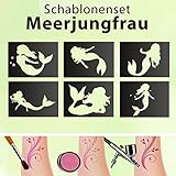 Tattoo Schablonen SET Kinder Meerjungfrau 6 Schablonen Selbstklebend Schminken Meer Meerjung