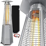 KESSER® Heizstrahler Pyramide für Terrasse Terrassenheizer Gas 12,5 kW Gasheizstrahler gasheizer , Wärmestrahler, Heizgerät, inkl. Schutzhülle , mit Gasschlauch Druckminderer , Wärmeabzug E