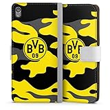 DeinDesign Klapphülle kompatibel mit Sony Xperia XA Handyhülle aus Leder weiß Flip Case BVB Borussia Dortmund Fanartik