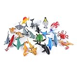 TOYMYTOY Meer Tier Badespielzeug Figuren, 24 Pack, Kunststoff Ozean Kreatur Spielzeug Set für Kinder, Tier Kuchen Topp