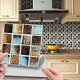 Blsmyxgs 20 Stück Mosaik-Wand-Deko-Kristall-Fliesen-Aufkleber, abziehen und aufkleben, DIY-Heimdekoration, Aufkantung, 10 x 10 cm, für Küche und Bad, Wohnzimmer, Boden,E