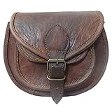 DC Elements Damen Cross-Body Sattel Sling Bag Vintage Brown Umhängetasche Geldbörse Echtes Leder Kleine klassische Ab