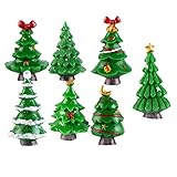 Vosarea 14-teiliges Mini-Weihnachtsbaum-Figur Miniatur Weihnachtsbaum Statue Ornament Miniatur für Mini Garten Dekoration Aquarium Puppenhaus Garten Feerik