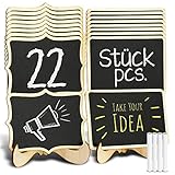 Tritart HOCHWERTIGE Mini Kreidetafel mit Ständer I 22 x Holztafel für Tischdeko Geburtstag I Tischaufsteller Hochzeit I Tafel Mini Staffelei für Menü und Buffet I Tafeln inklusive 4X