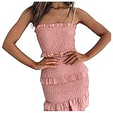 TYTUOO Kleider für Damen, Rüschen, Shopping, Party, sexy, enges Kleid, Damenkleid (Rosa, L)