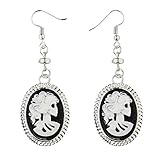 Amakando Sugar Skull Ohrstecker Tag der Toten Ohrhänger La Catrina Ohrclips Dia de los Muertos Damenohrringe Halloween Kostüm Accessoire Damen Kamee Totenkopf Ohrring