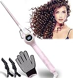 Lockenstab 9mm Curling Wand - Dee Banna Profi LCD Display Lockenwickler für Kleine Mini Locken, Keramik Turmalin mit Handschuhe(140 ℃-200 ℃)