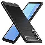 TesRank Sony Xperia 10 III Hülle, Premium Weiche kohlefaser Handyhülle mit Wärmeableitungs-Design [Shock Absorption] [Anti-Slip] Kratzfest Schutzhülle Case für Sony Xperia 10 III-Schw