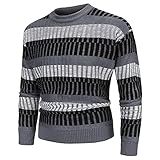 Herren Rollkragen-Pullover Slim Fit Herren Rolli Strickpullover Stehkragen Feinstrick Rollkragenpullover für Herren mit Streifenmuster - Angenehmer Pullover Herren Langarm Casual Rundhals Ohne Kap