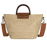 HOLEMZ Stroh Crossbody Damen Sommer Strandtasche Böhmische Vintage Handarbeit Handtasche für Reise Täglicher Geb
