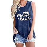 WXDSNH Damen Weste Rundhals ärmelloses Letter Printing Casual T-shirt Lose Homewear Pyjama Top