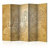 murando Raumteiler Foto Paravent Drache&Japan 225x172 cm beidseitig auf Vlies-Leinwand Bedruckt Trennwand Spanische Wand Sichtschutz Raumtrenner Abstrakt Ornament Japanisch p-B-0044