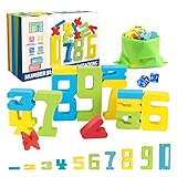 Euclidean Cube Zahlenbausteine Montessori Spielzeug – 46 PCS Eva Bausteine Bildungsspielzeug - Enthält 4 Arten von Farbnummern, Stapelblöcken, Würfel, Aufbewahrungstasche und Anleitung