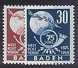 Goldhahn Französische Zone Baden Nr. 56-57 'Weltpostverein postfrisch ** Briefmarken für S