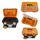 LANTBERG® Werkzeug Trolley leer, Montagebox mit Rollen und Teleskopgriff, Aus hochwertigem Kunststoff, robuste Metallverschlüsse, 100% Recyceltes Material - umweltfreundlich, Werkzeugkasten mob
