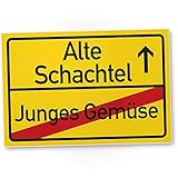 DankeDir! Alte Schachtel (Junges Gemüse) Kunststoff Schild - Geschenk runder Geburtstag Geschenkidee Geburtstagsgeschenk Sie Geburtstagsdeko Partydeko Party Zubehör Geburtstagsk