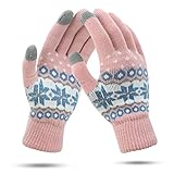 ECOMBOS Touchscreen Handschuhe Damen - Frauen Winter Warm Handschuhe Touch Screen Fäustlinge mit Fleecefutter, Weihnachten Geschenke für Damen Mädchen, Schnee-rosa, Einheitsgröß