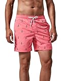 MaaMgic Badehose für Herren Jungen Badeshorts für Männer Schnelltrocknend Surfen Strandhose Surf Shorts mit Mash-Innenfutter MEHRWEG, Anker Pink, L