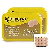 Ohropax Classic formbare Wachs-Ohrstöpsel, 2 Packungen (24 Ohrstöpsel)