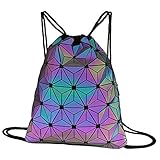 Milya Geometrische Sporttasche Rucksack mit Tunnelzug Leuchtend Turnbeutel Reflektierend Jutebeutel Sportbeutel Strandbeutel Gymbag Gymsack