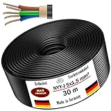 Erdkabel Stromkabel 5, 10, 15, 20, 25, 30, 35, 40, 50, 60, 70, 75, 80, 90 oder 100m NYY-J 5x1,5 mm² Elektrokabel Ring zur Verlegung im Freien, Erdreich (30m)