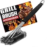 Grillbürste, URKDDW Grillrostbürste, 18 Zoll Extra Langer Gasgrill Bürste, Edelstahlborsten, PP Wärmedämmung Griff, Perfekt Reinigungsbürste für Gasgrill, Holzkohlegrill, Kugelgrill und Grillwag