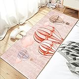 Home Teppich Rosa Roter Handbemalter Heißluftballon Wollteppiche Anti-Rutsch Unterseite - Hochwertiger Öko-Tex zertifizierter Flächenteppich 200x300 cm Kurzflor Tepp