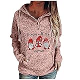 Damen Lustig Hirsch 3D Druck Pullover Damen Komfortabel Ugly Christmas Sweater Rundhals Xmas Sweatshirt Jumper Kapuzenpullover Hoodies Longpullover Mit Kap