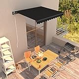 Einziehbare Markise Handbetrieben 300 x 250 cm Anthrazit, Balkonmarkise, UV-beständig Sonnenschutz, Terrassenüberdachung, für Terrasse, Balkon, langlebig Einsatz Freien bestens geeig