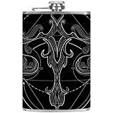 LINGF Sternzeichen Widder Geometri, 8oz Flachmann Stahl Edelstahl Schnaps zum Trinken von Alkohol Whisky Geschenk für Männer/Frauen Tragbar und langlebig
