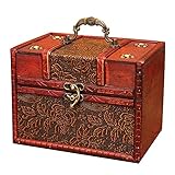 Dekorative Boxen Retro Aufbewahrungsbox ，Metall Eckenschutz mit Schnalle Design Schmuck Kosmetikladen Fotografie Requisiten Holz ，8 Stile 2 Größen (Farbe: Braun-b ，Größe: 14x9x9cm) urig