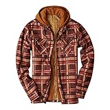 Asija Hoodie Herren Thermohemd Kariertes Regular Fit Hemd Langarm Freizeit Karohemd mit Kapuze Männer Winter Warm Flanellhemd Winterjacke Innenfutter Holzfällerhemd Arb