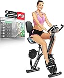 ANCHEER Heimtrainer Fahrrad mit APP-Anschluss F-Bike, Stützgewicht 125kg Klappbar Heimtrainer X-Bike, 10-stufig einstellbarem Magnetwiderstand Fahrradtrainer, Handpulssensoren, Platz sp