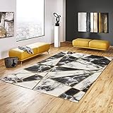 Estiva Home | Opal Deluxe | 80 x 300 cm | Hochflor Teppich | Wohnzimmer Kurzflor | 3D Effekt Marmor Optik | Geometrisches Muster | Rautenmuster | Flauschig | Farbe: G