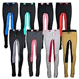 MS-Trachten Kinder Reitleggings Leni REIT Jogginghose Reithose Vollbesatz (Dunkelgrau/Besatz Rosa, 122-128)