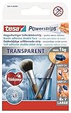 tesa Powerstrips transparent Deko - doppelseitige Klebestreifen für leichte Dekorationen, bis zu 1kg Haltekraft - selbstklebend, spurlos ablösbar - 1 x 8 S